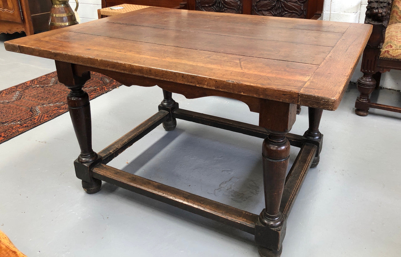 18th century French Oak Farmhouse table of small proportions. Practical square shape and size ideal for a unit or apartment. In good original detailed condition.