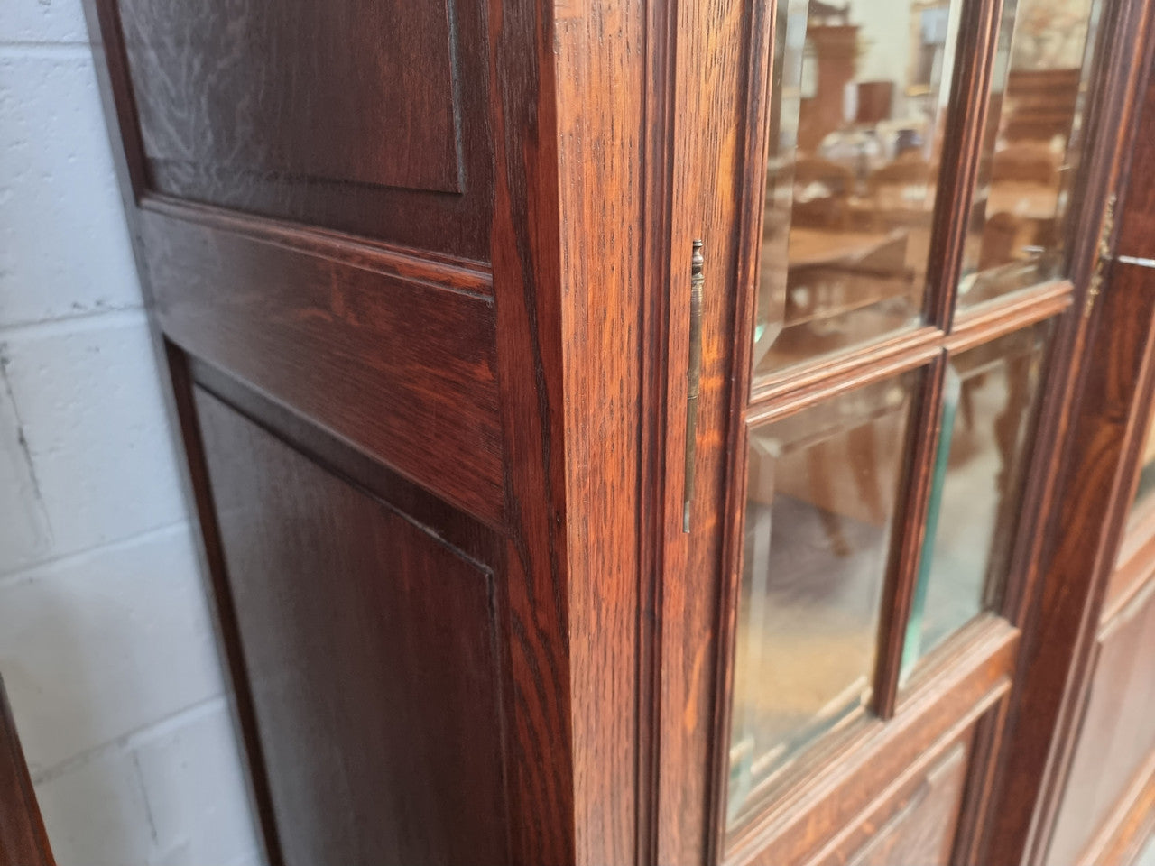 Late 19th Century French Oak three door bookcase. It has fully adjustable shelfs and is in good original detailed condition.