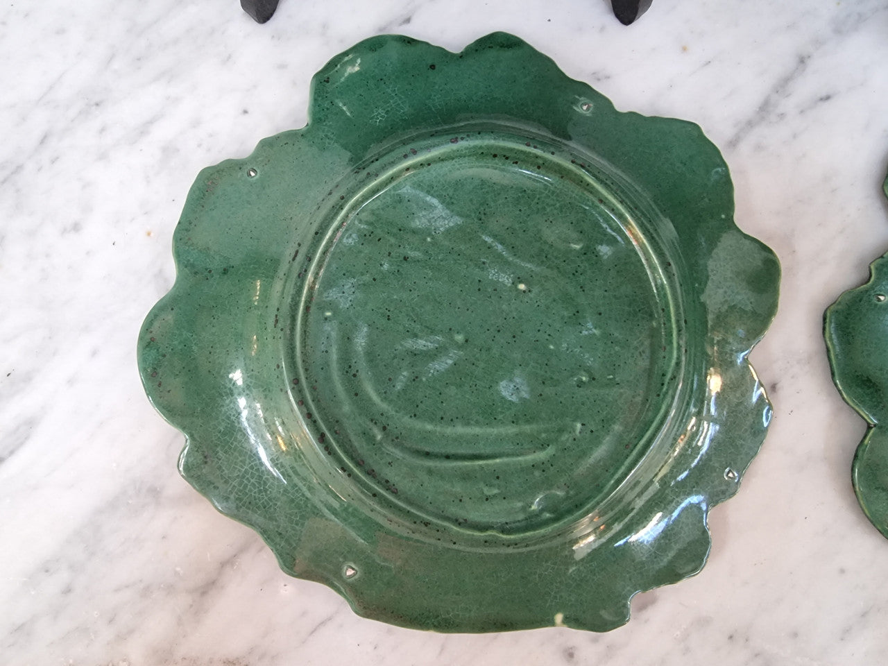Set of 6 Victorian majolica grape vine plates. No markings – European. In very good original condition. $265 the set of six. 22.5cm Diam