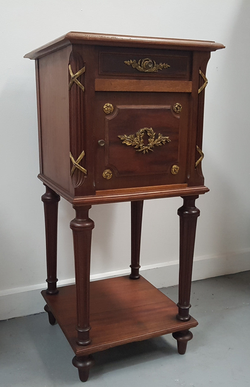 French Walnut Louis XVI Style Single Bedside Cabinet