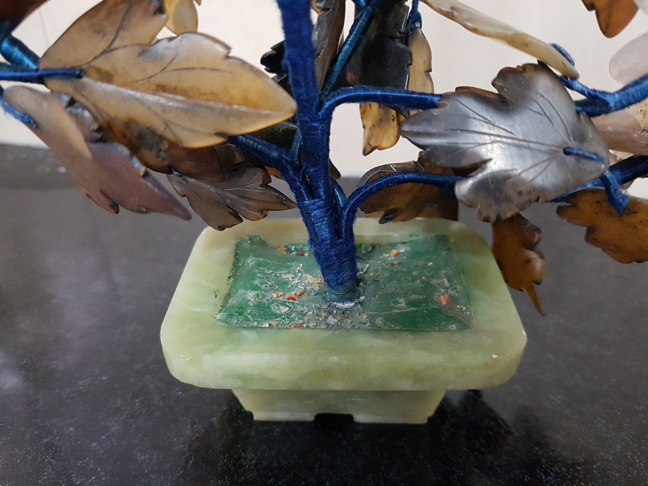 Vintage Chinese Soapstone & Jade Tree On Base