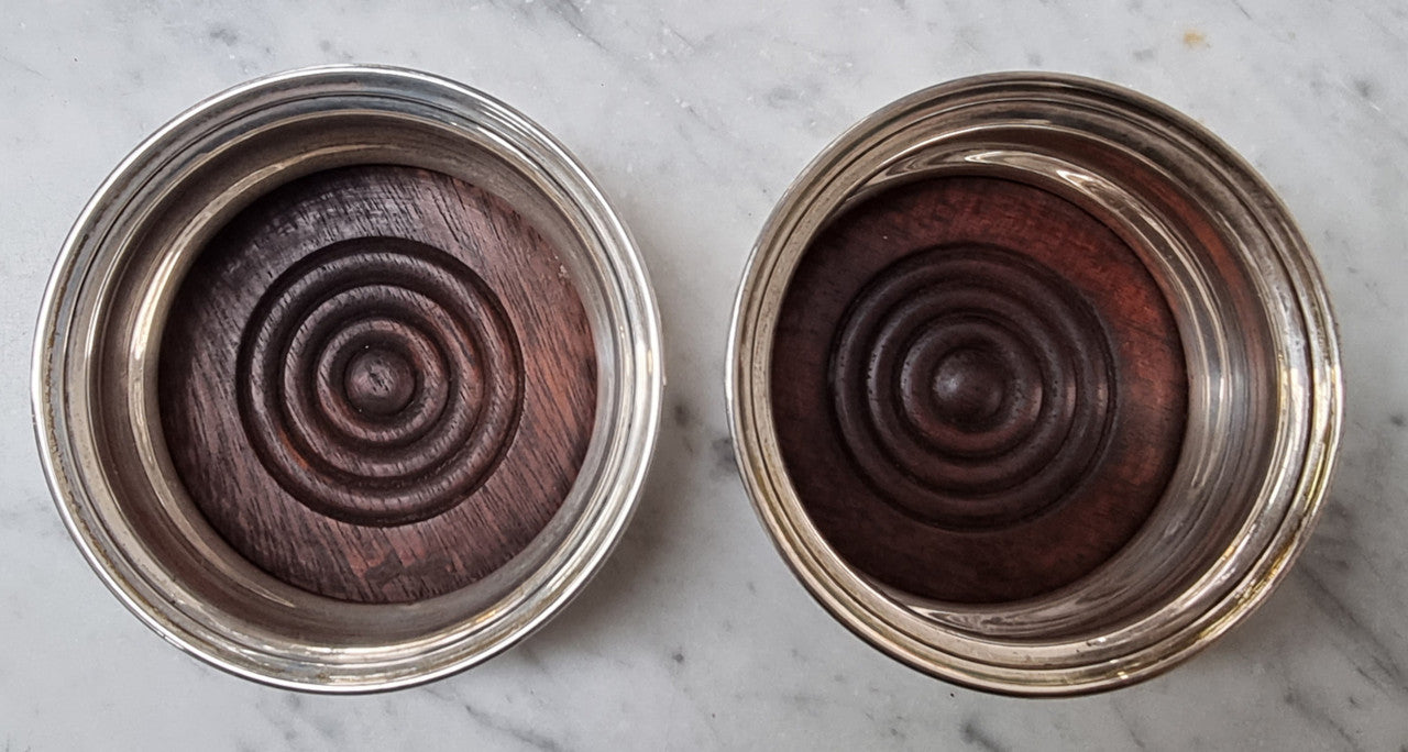 Quality Vintage Sterling Silver wine coasters. London 1969.