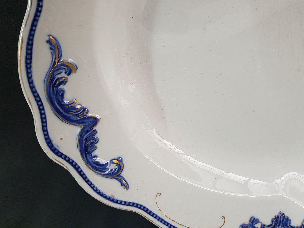 Large Victorian Blue & White Meat Dish