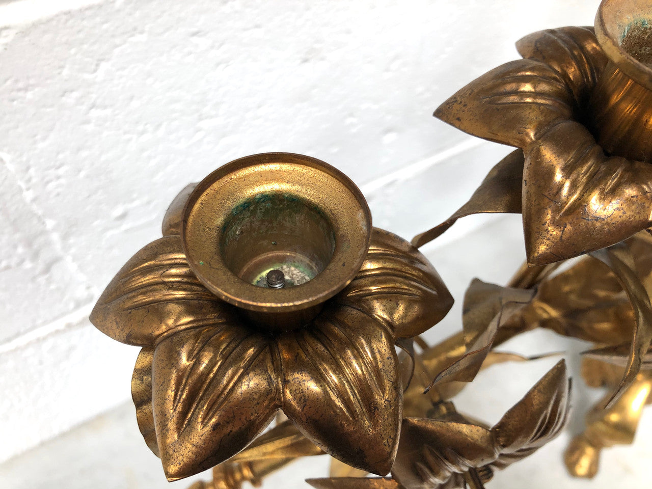Fabulous & Highly Decorative Set Of Three French Brass Candelabras