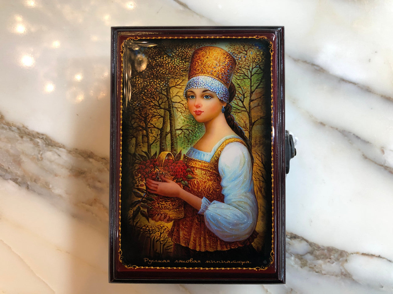 Russian Signed Hand Painted Jewellery Box