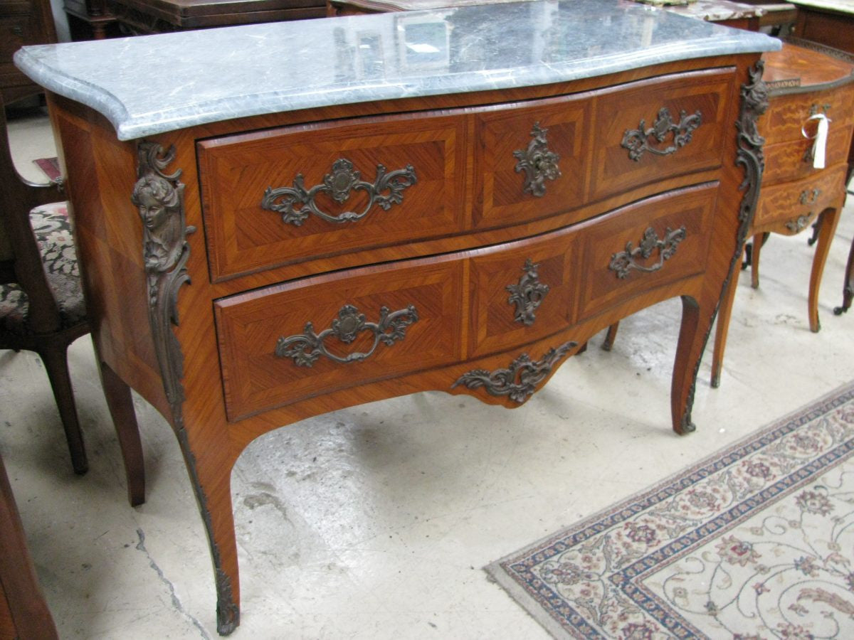 French Walnut Parquetry Inlaid Commode
