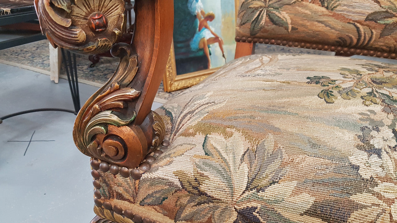 A sensational French walnut carved chair