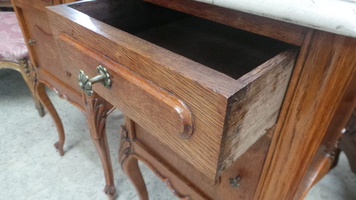 Pair of French Oak Bedside Cabinets-7