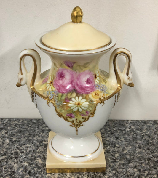 Beautiful Hand Painted Decorative Lidded Vase