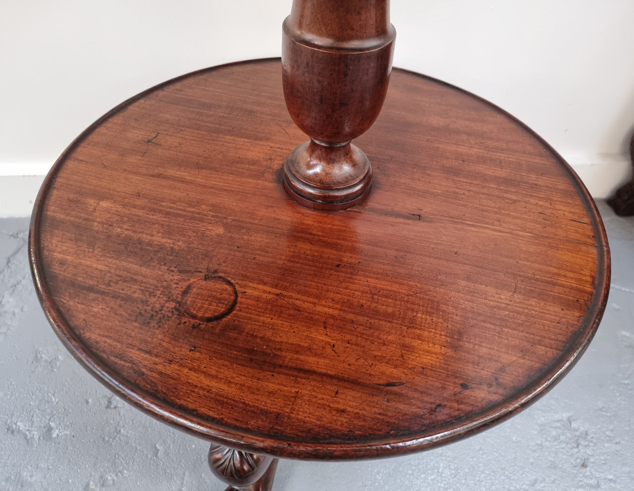 Rare Mahogany Georgian three tier round dumbwaiter. It is in good original condition.