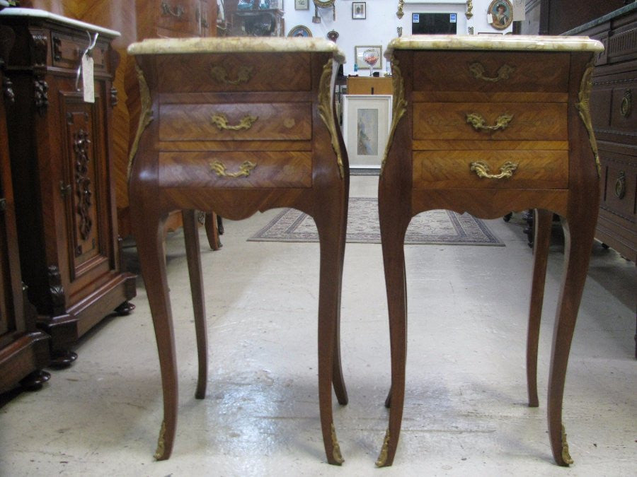 Pair of French Inlaid Bedside Cabinets