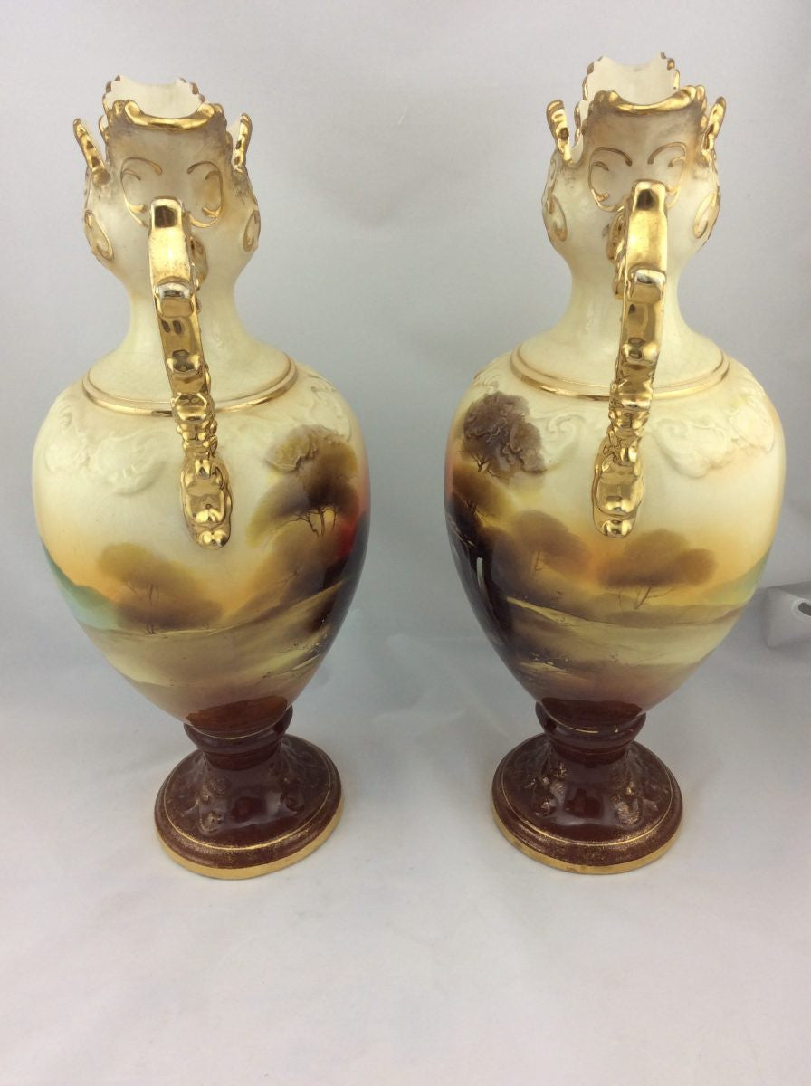 Pair Late Victorian English Vases