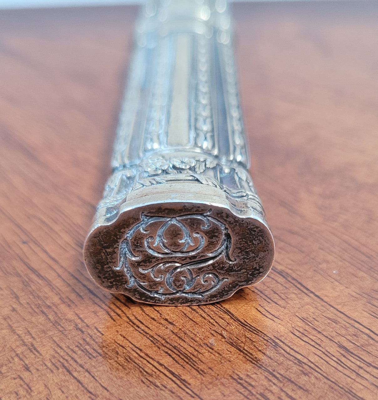 Antique “Risler & Carre Paris” Silver Wax Seal & Holder. Superb Workmanship. 75 grams.
