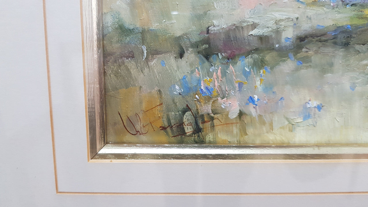 A lovely framed oil on board "hide & seek" painting by signed Valery Farrington and in good original condition.