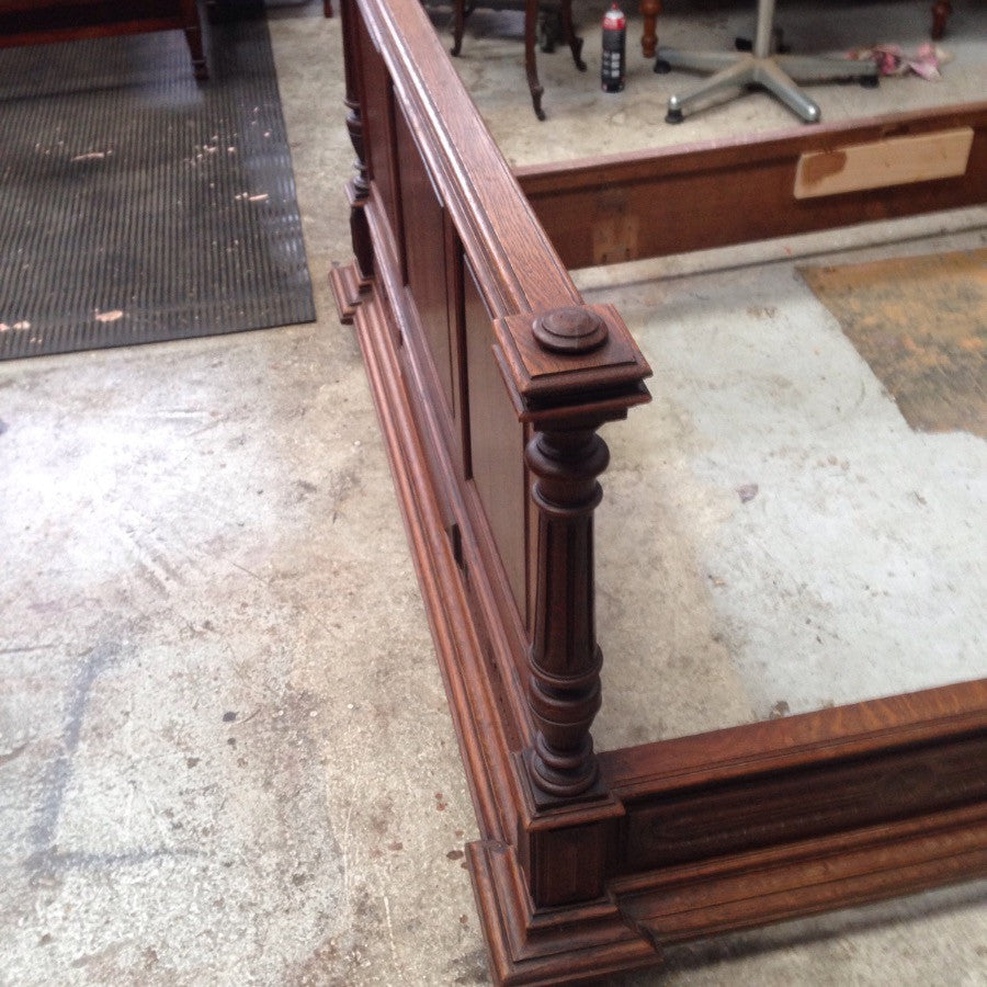 Henry II French Oak Queen Size Bed