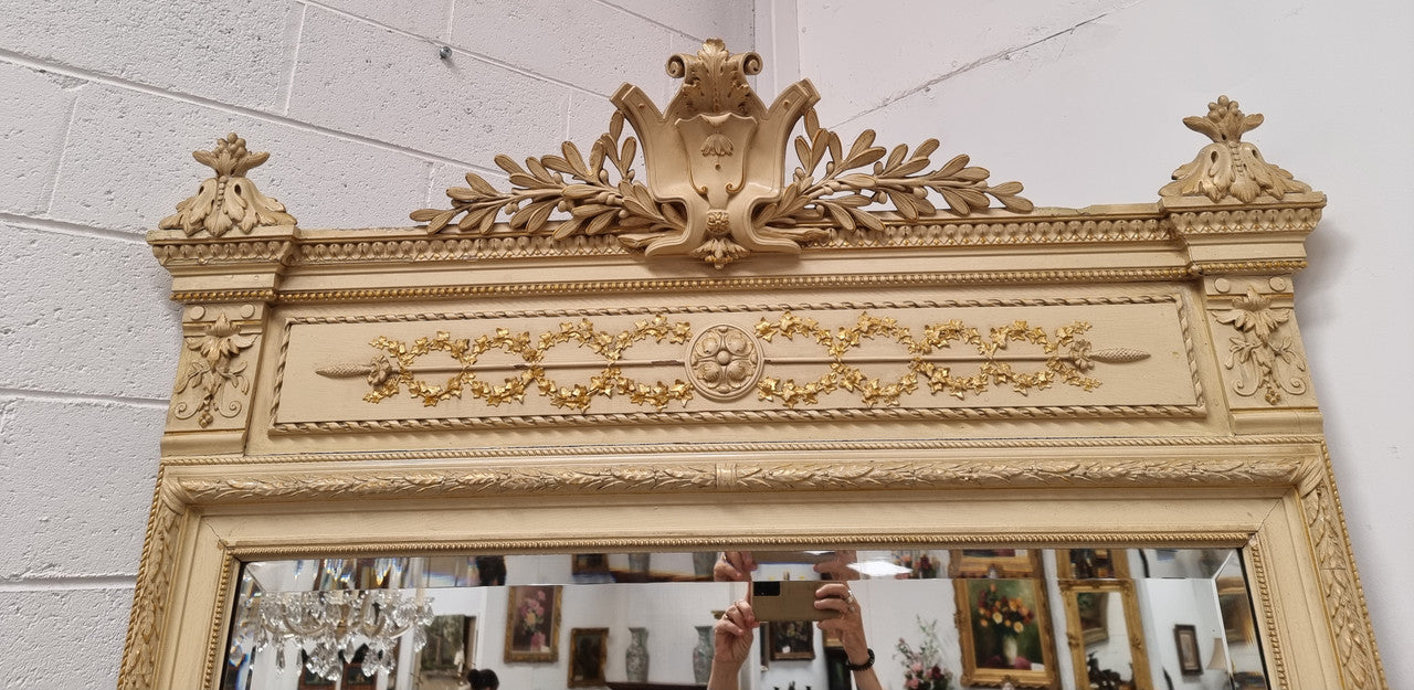French 19th Century Napoleon III Style Grand Painted & Gilded Mirror