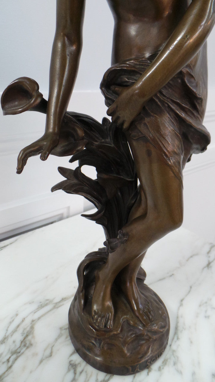 Rare French Bronze Statue Lady Figurine
