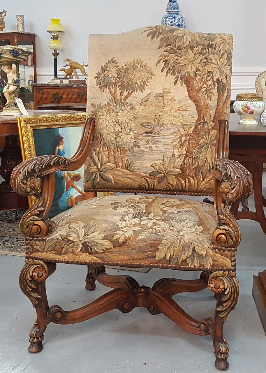 A sensational French walnut carved chair