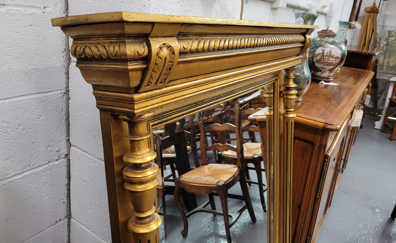 Stunning French Henry II gilt mantle mirror With Original Mirror. It has loads of charter and has been sourced from France. It is in good original detailed condition.