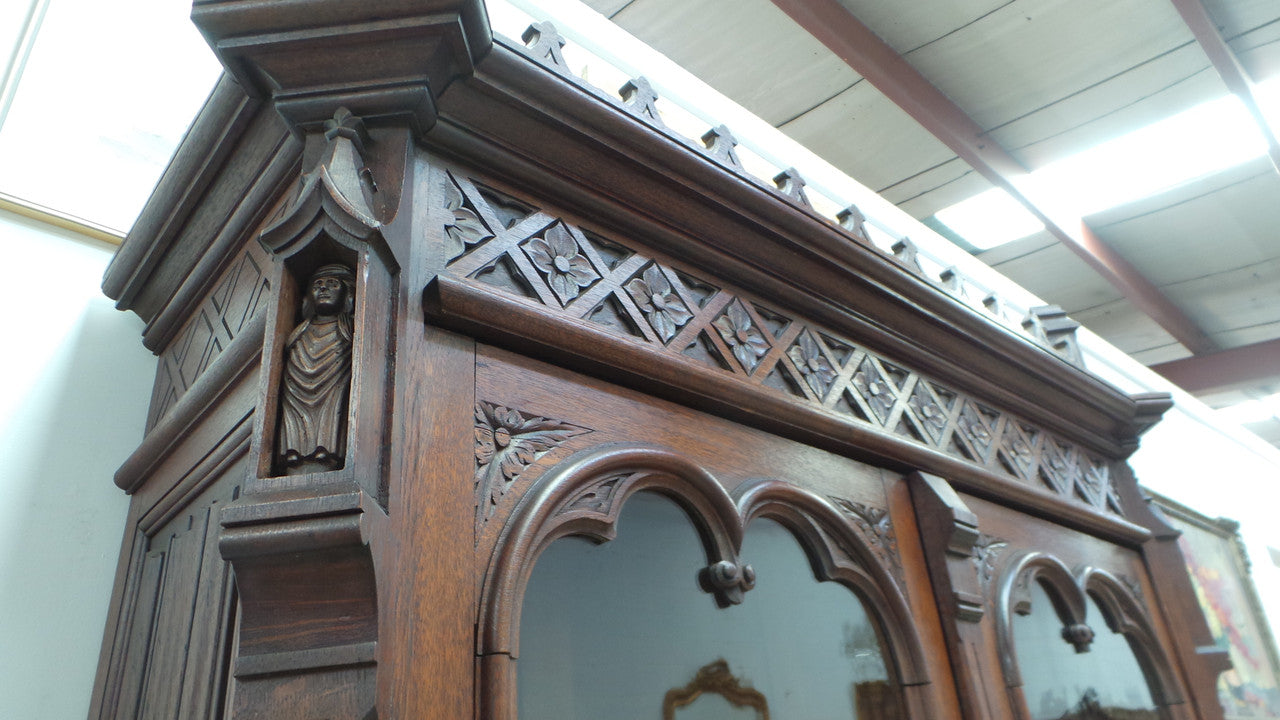 Rare Antique Gothic Style Bookcase