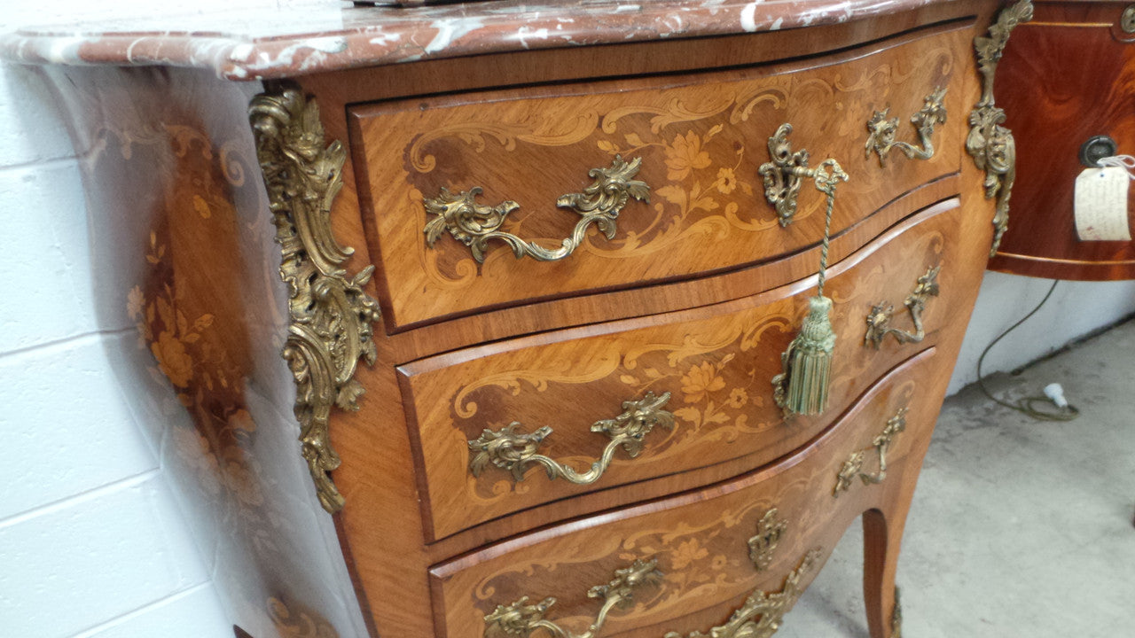 French Louis XV Style Commode With Marble Top