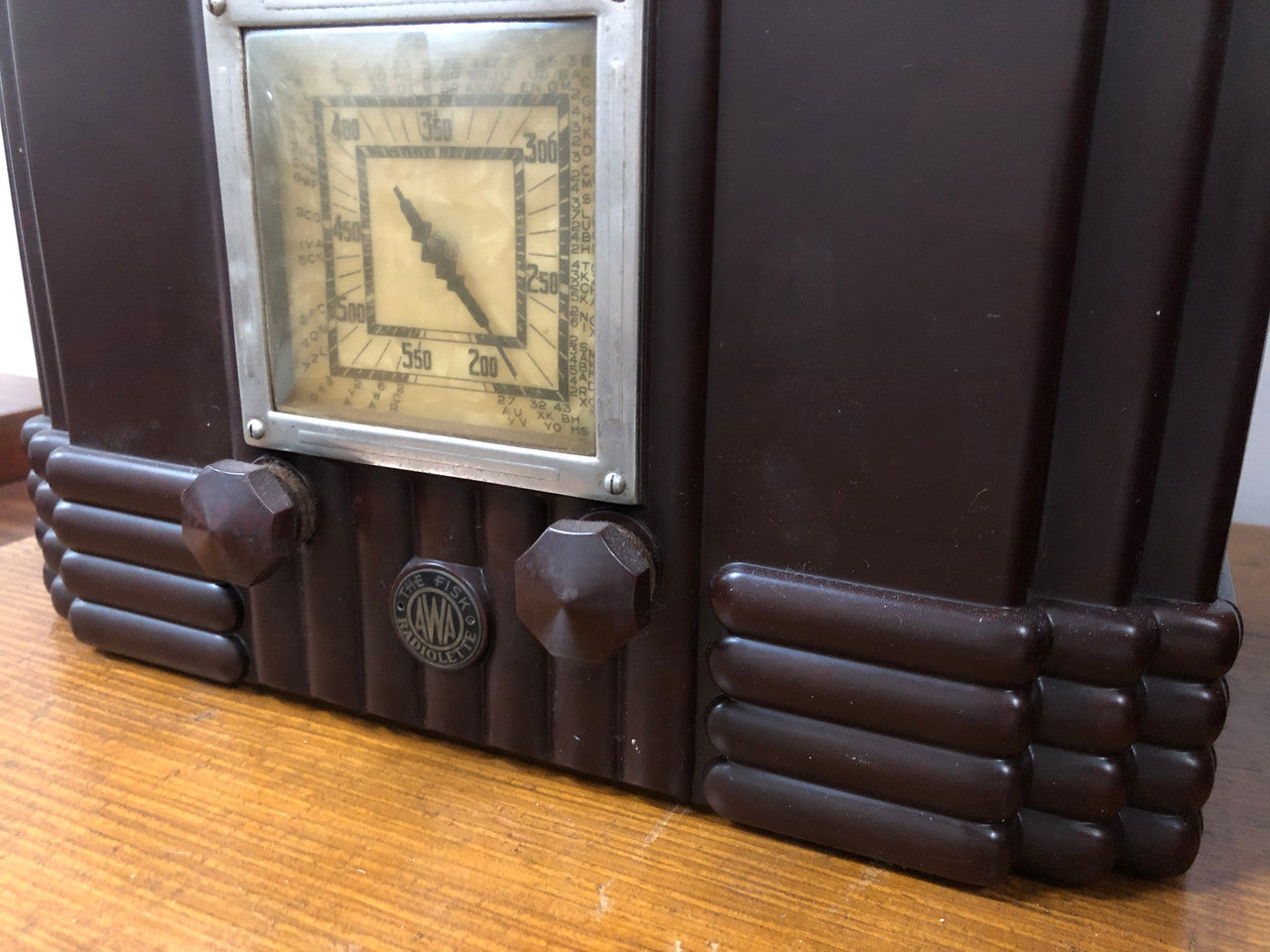 AWA 'The Fisk Radiolette' Empire State radio made from Bakelite. In original untouched condition, please note the power cord has been cut.