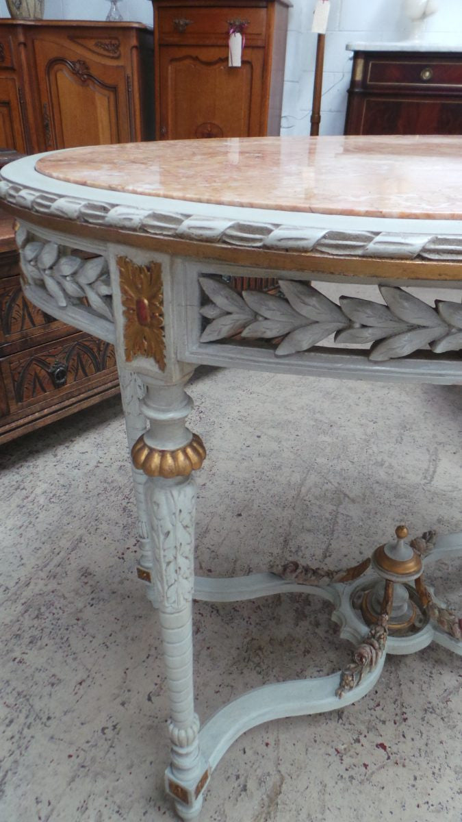 Antique French Carved Oval Table