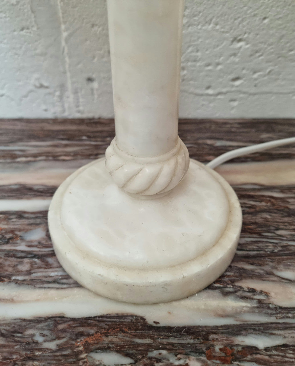 Vintage White Marble Table Lamp Base