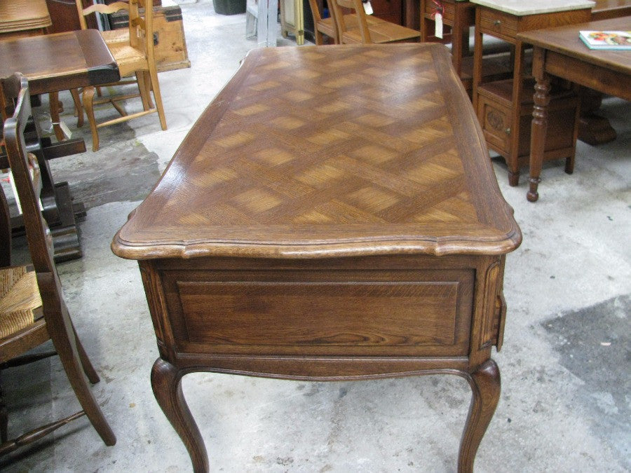 French Oak Parquetry Top Desk