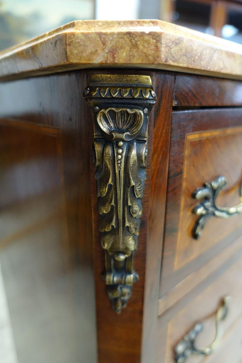 French Rosewood And Walnut Parquetry Inlaid Chest Of Drawers