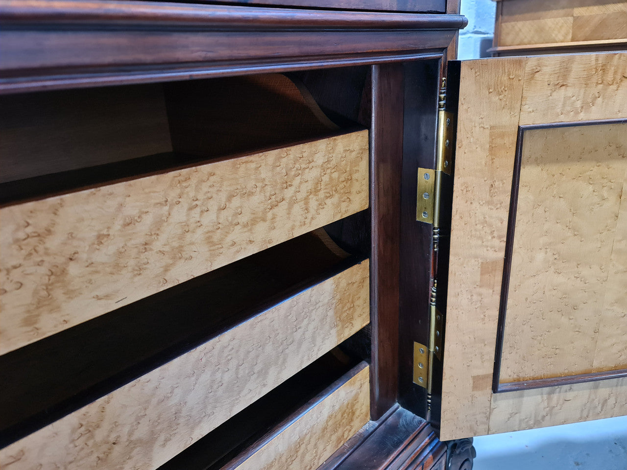 Stunning Rosewood Marble Topped Secretaire with two cupboards. Cupboards open to three fitted drawers and an additional secret drawer beneath the cupboard. All sitting on lovely carved legs and decorated with ormolu mounts. Circa: 1860. In good original detailed condition.