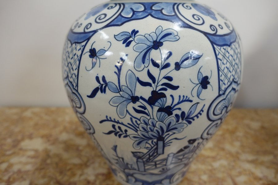 Pair of Victorian Delftware Vases