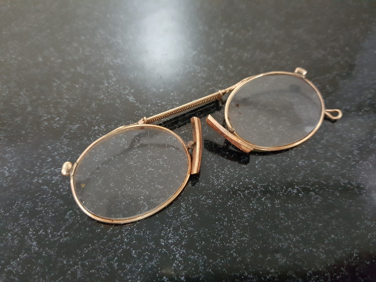 Antique Pince-Nez Reading Glasses Gold Plated