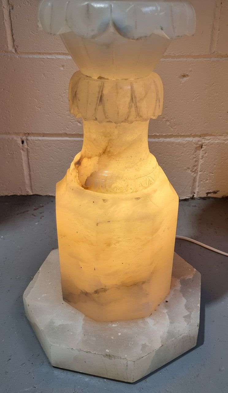 Electrified French White Alabaster Pedestal