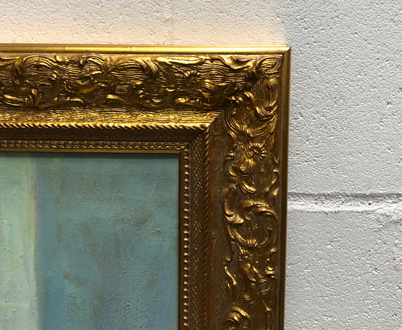 Beautifully framed canvas painting of a pair of ballet dancers. In a very ornate decorative frame. In good original condition.
