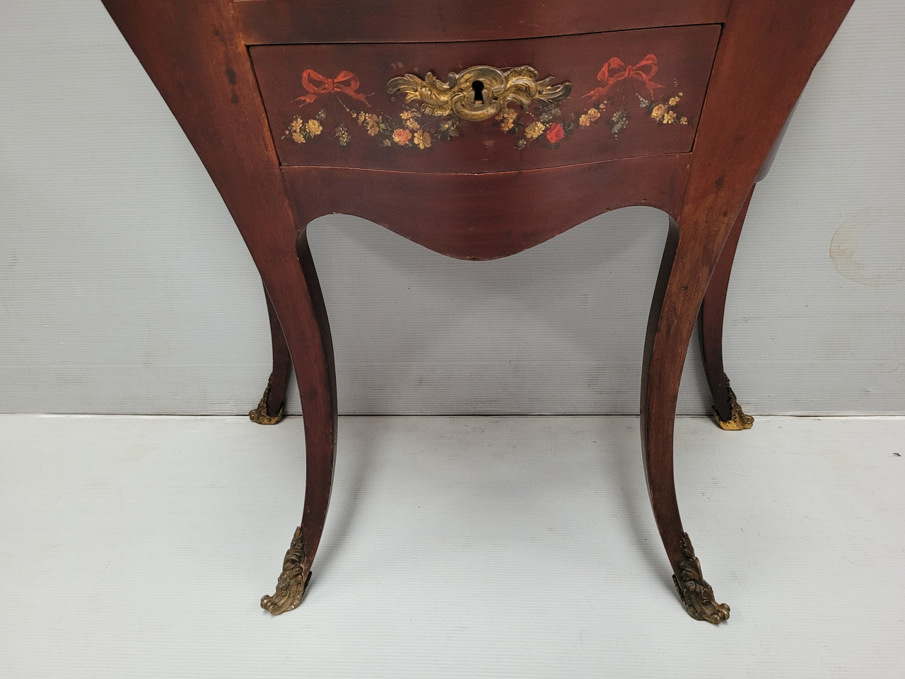 Rare French Louis XV Style Hand Painted Miniature Bombe Commode