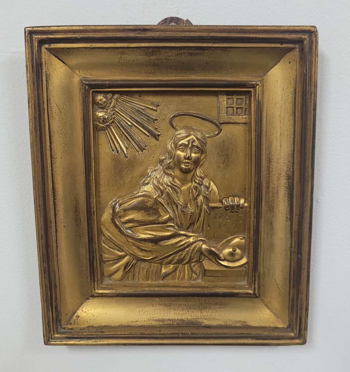 19th Century gilt bronze religious plaque. It is in good original condition, please view photos as they help form part of the description.