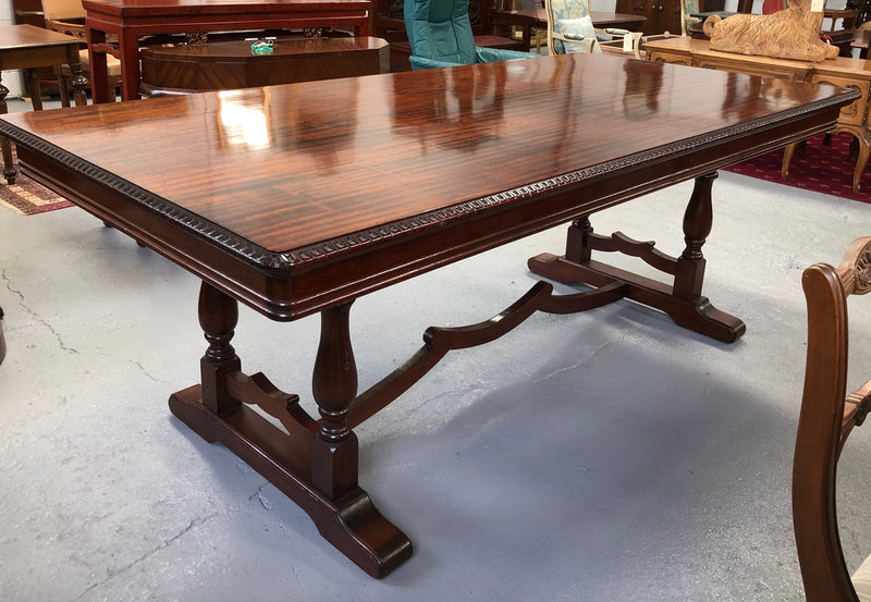 Mahogany Tudor Style Dining Table With Carved Edge