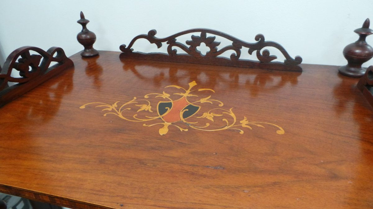 A Beautiful Victorian English Inlaid And Detailed Carved Whatnot
