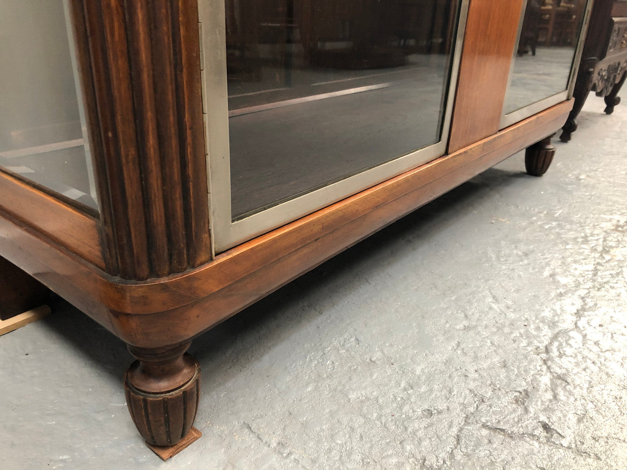 Large Walnut & Nickel Plated Art Deco Display Cabinet