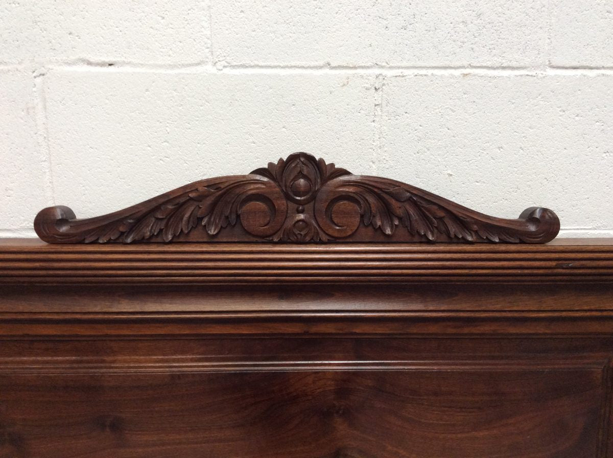 Carved French Walnut Queen Size Bed