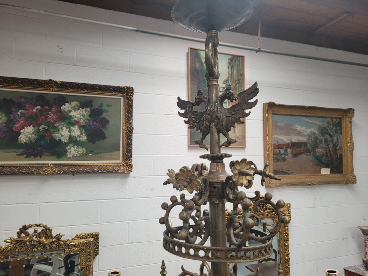 French Bronze Empire Style 8 Light Chandelier