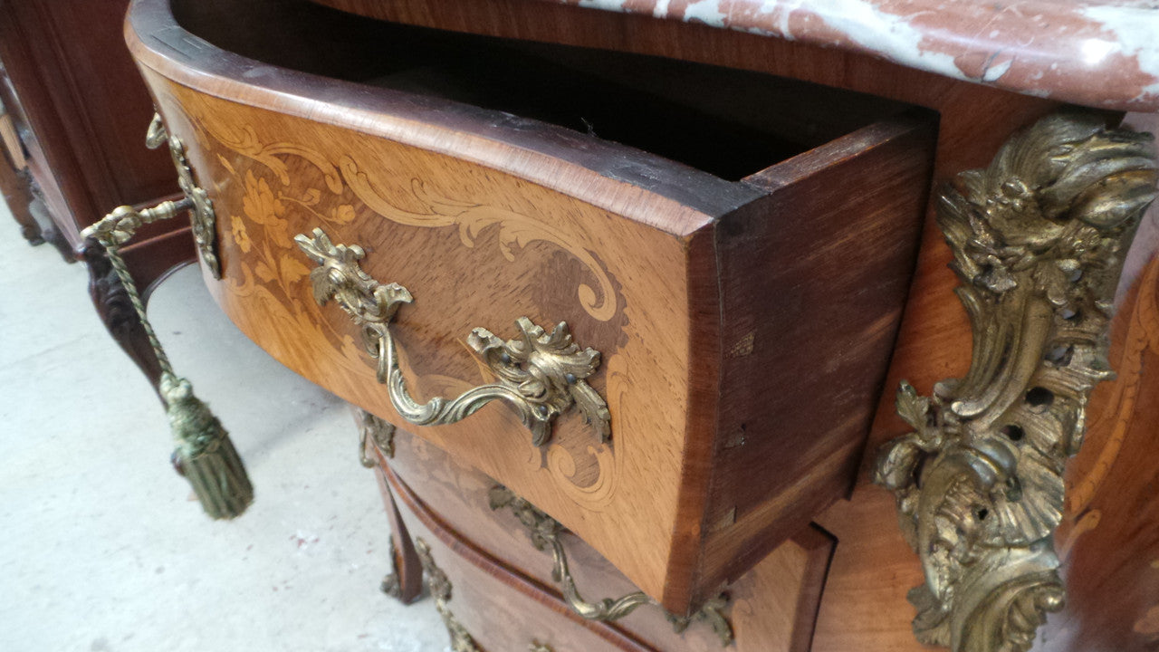French Louis XV Style Commode With Marble Top