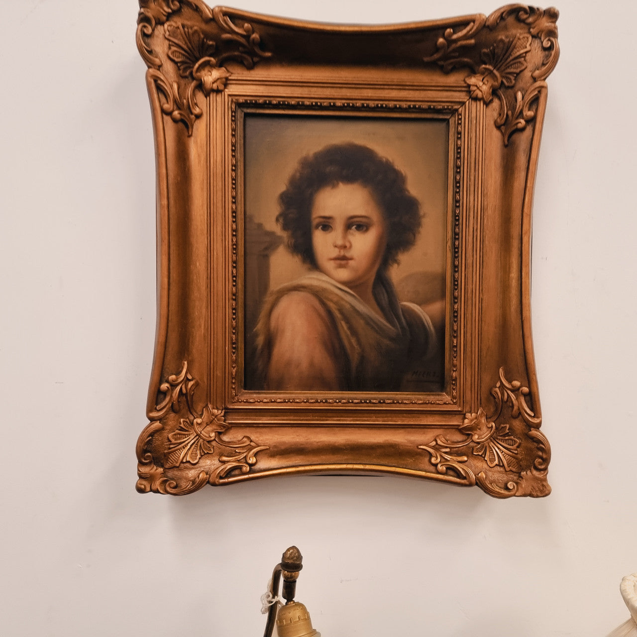 Attractive oil on canvas portrait of a young boy Signed “Meters” in an ornate gilt frame. In good original detailed condition.