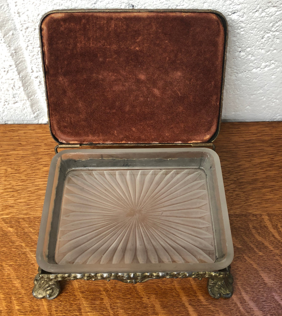 Edwardian Gilt Metal & Hand-Painted Miniature Casket