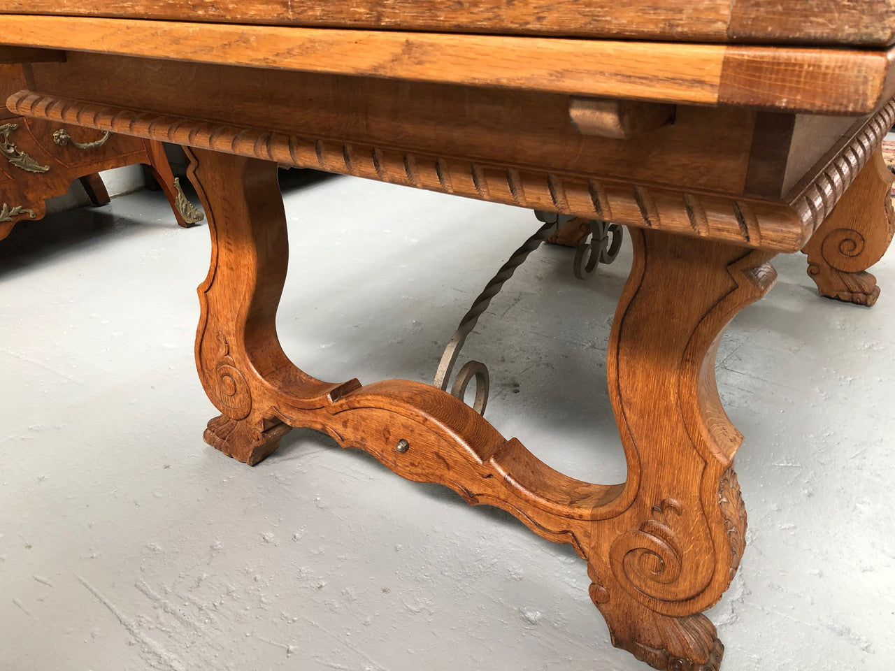 French Oak Spanish Style Extension Table