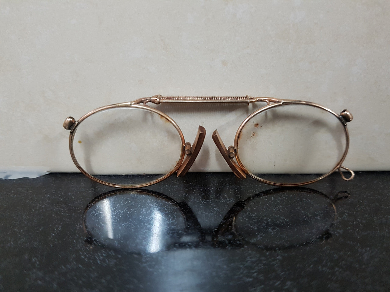 Antique Pince-Nez Reading Glasses Gold Plated