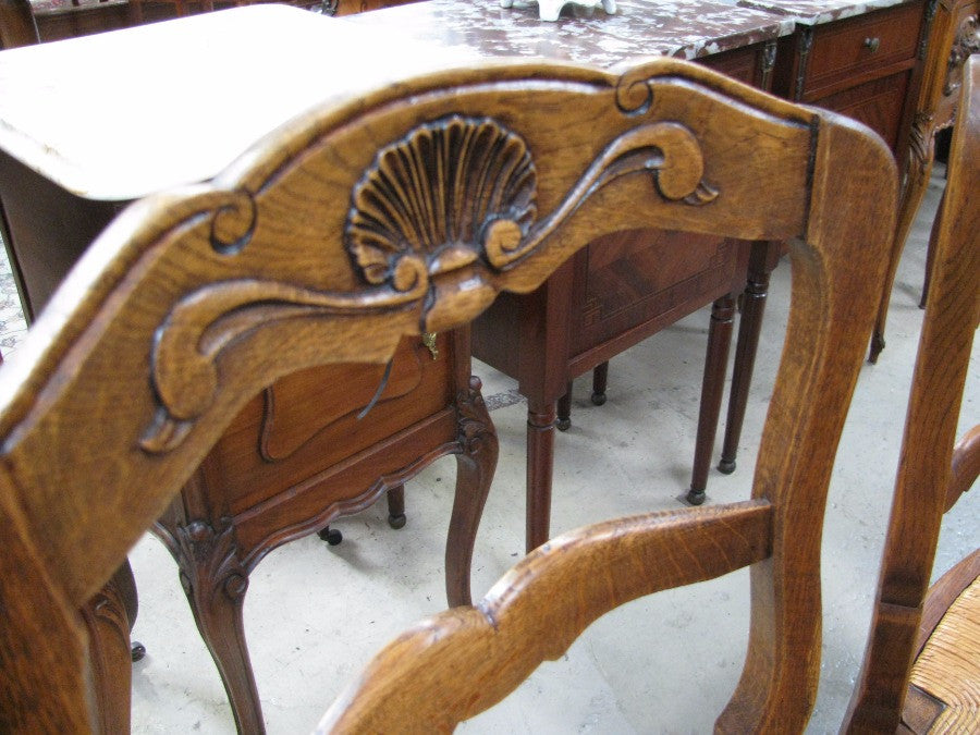 Set of 8 French Oak Dining Chairs-1
