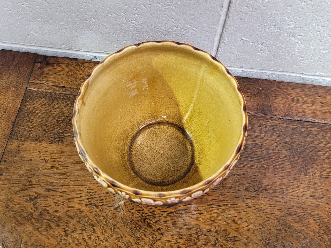 Charming Antique Cobalt blue / pink / brown small jardinière. In original condition , please view photos as they help form part of the description.