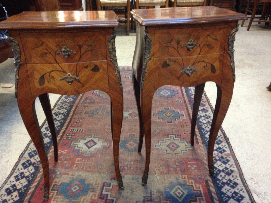 Pair French Commode Style Bedside Cabinets